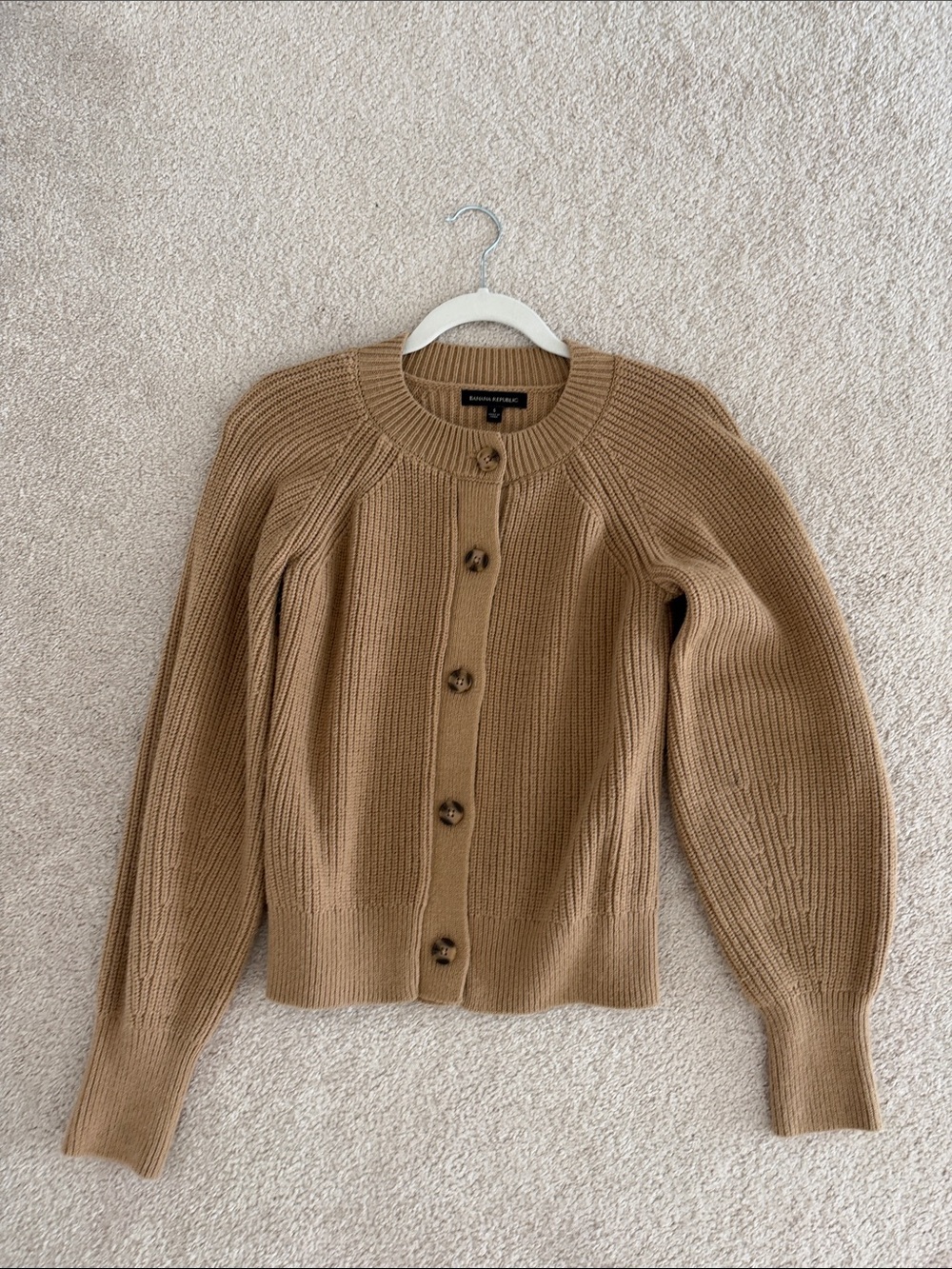 Banana Republic Camel Ribbed Button-Front Cardigan